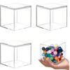 PGY Confezione da 4/6/8 Scatola in acrilico trasparente con coperchio Contenitori a cubo quadrato Scatola di immagazzinaggio Organizzatore 10X10X10 cm Scatole espositive in acrilico trasparente