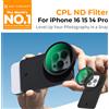 K&F CONCEPT Filtro Professionale 67 mm ND2-32 o CPL per iPhone 16 15 14 Pro con Supporto Magnetico per Filtro da 6.1 pollici Compatibile MagSafe