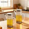KEMORELA 1/2PCS Bottiglia dispenser di olio d'oliva in vetro da 700 ml con segnaletica di misurazione e versatore a prova di gocciolamento/perdite per cucinare alla griglia