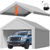 NONE Telo di Ricambio per Carport SucceBuy, Tenda Garage Portatile con Pareti Laterali, Telo Protettivo per Auto Resistente ai Raggi UV con Ganci a Sfera