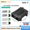 DATOUBOSS DAOUTBOSS Inverter a Onda Sinusoidale Pura a Doppia Tensione 12V/24V, Potenza Nominale 1500W/3000W, Inverter Portatile per Veicoli con Ingresso Automatico per Camper