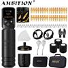 ambition Set Macchina per Tatuaggi Ambition Torped 32mm con Corsa 4.0-4.5-5.0mm, Motore Brushless, Penna Rotativa RCA Kuark, Batteria Wireless 2400mAh