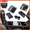 TESY Organizzatore Interno per Tesla Model Y Juniper 2026, Scatola Console in ABS Traslucido per Model YL, Tappetino in Silicone su Misura 2/4/6 Pezzi