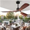 Forrovenco Ventilatore da soffitto con luce e telecomando, ventilatore da soffitto per esterni da 132 cm con lampada LED, motore DC, 6 velocità, timer, per interni ed esterni, 132 cm, marrone