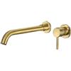 VALAZ Rubinetto Lavabo da Incasso Oro Spazzolato PVD Tondo Serie Guadiana | Rubinetto da lavabo da incasso a parete, canna 26 cm, miscelatore monocomando, ottone e acciaio inox, risparmio idrico