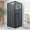Parama Box doccia cromato 3 lati 70x90x70 cm con doppio scorrevole h190 cm e Vetro Temperato Fumè 6 MM Profili Alluminio Nero Opaco Modello Tremiti