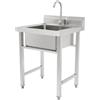 ZHDPYHDD Lavello da cucina monovasca in acciaio inox con rubinetto | acciaio inox spazzolato, resistente alla corrosione; rubinetto a 360°, vasca profonda, scarico rapido