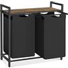 VASAGLE Cesto Portabiancheria, Porta Biancheria, 2 Sacchi in Tessuto Rimovibili, Piano d'Appoggio, Metallo, 2 x 46 L, 73 x 33 x 72 cm, Nero Inchiostro e Marrone Vintage BLH201B01