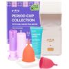 Pixie Cup Pixie Collezione Coppette Mestruali - Inserimento Come un Tampone™ - 2 Coppette Riutilizzabili con Applicatore, Sterilizzatore e Detergente Intimo - Soluzione Completa per il Ciclo
