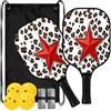 FRODOTGV Cheetah Print Stars 1 Spin & Power Pickleball Paddle | set de palas de pickleball per adulti uomini donne