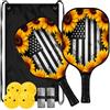 FRODOTGV Bandiera USA con girasoli (1) Spin & Power Pickleball Paddles | set de palas de pickleball per adulti uomini donne