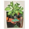 Jonas Wood " VASO PAESAGGIO CON SEDIA A FIORI " Offset Mini Poster Made in USA