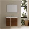 Parama Mobile da bagno sospeso 100cm noce scuro con lavabo e specchio | Hoia