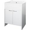Negrari Lavatoio Salvaspazio in Resina PVC, Resistente all'umidità, Vasca resistente agli acidi di uso comune, Kit di scarico con pilettone in metallo, L58 x P38 x H85 cm, Bianco
