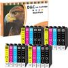 D&C Set di 20 cartucce d'inchiostro compatibili per stampanti Epson, modelli T-611, T-612, T-613, T-614, adatte per le stampanti Stylus D68, D68PE, D88, D88Plus, D88PE, DX-3800, DX-3850, DX-4200, DX-4250, DX-4800, DX-4850 - Set da 20 cartucce (Ciano, …