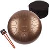 LOMUTY Handpan, Steel Drum, Hand Pan, Tamburo in Acciaio, Marrone | Steel Tongue Drum 11 Note C Maggiore 12 Pollici 30cm per Meditazione e Yoga, Garden Rain Drum con Borsa e Mazzuoli