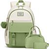YAMTION Zaino scolastico Kawaii set 3 pezzi con borsa pranzo e astuccio, zaino per laptop 15,6 pollici per bambine, adolescenti e studentesse universitarie