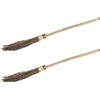 Relaxdays Scopa da Strega, Set da 2 Ramazze con Manico, L: 97 cm, Accessori per Costumi Halloween, bambù, Marrone Chiaro