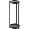 YAMAZAKI 4367 TOWER 2Tiered Plant Stand with Caster, black, Steel / Polypropylene / Nylon, 25 x 26.5 x 70 cm