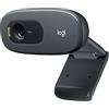 Logitech C270 HD Webcam, 720p HD - Noir | Correzione automatica dell'illuminazione microfono con riduzione del rumore - Skype, Google Hangouts, Zoom, PC/Laptop