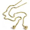 jewellerybox Orecchini infila con Catena a Cubo e Sfera Rotonda 3mm in Oro 9kt