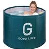 YYW Vasca da bagno portatile per adulti, 80 x 65 cm, pieghevole, per bagni di ghiaccio e bagni caldi, terapia del freddo per il recupero muscolare per atleti (secchio da bagno verde con copertura termica