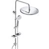 JOHO Colonna Doccia in Acciaio Inox Set Doccia Completo con Mensola, Sistema Doccia a pioggia senza Miscelatore con Soffione Doccia e Doccetta (D30cm tondo)