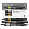 Winsor & Newton Promarker, Set di 3 - Tonalità metalliche | 0290186 - 3 Promarker colori metallici per effetti creativi