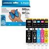 Losmann Cartucce compatibili LOSMANN per stampanti Canon PGI-580 XXL e CLI-581 XXL, adatte ai modelli Pixma TS6350, TS6150, TS8150, TS8250, TS6250, TS705, TS705a, TS8151, TS6151, TS8152, TS9150, TS9155, TS9550, TR7550, TR8550 (confezione da 5)
