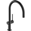 hansgrohe Talis M54 Rubinetto per Lavello da Cucina con Bocca orientabile | Cromo Nero Spazzolato, altezza bocca 223 mm, girevole 360°, facile da pulire, max. 9 l/min, 72804340
