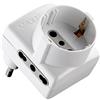 Electraline 70066 Adattatore Multipresa con Spina Salvaspazio, Presa Tripla Schuko Bivalente 10/16A, 230 V, Bianco