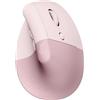 Logitech Lift Mouse Ergonomico Verticale | Senza Fili, Bluetooth/Logi Bolt USB, Clic Silenziosi, 4 Tasti, Windows/macOS/iPadOS, Laptop, PC - Rosa
