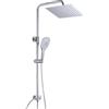 JOHO Colonna Doccia in Acciaio INOX senza Miscelatore Termostatica, Asta Doccia Saliscendi con Soffione e Doccetta, Set Doccia a Pioggia con Soffione 25x25 cm Cromo