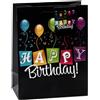 TSI 84014-6 - Sacchetti regalo Happy Birthday, confezione da 3 pezzi, misura media (altezza x larghezza x profondità) 23 x 18 x 10 cm, colore: Nero