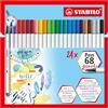STABILO - Pennarello Premium con punta a pennello - Pen 68 brush | Astuccio da 24, con 19 colori assortiti