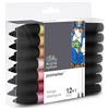 Winsor & Newton ProMarker - 12+1 Pennarelli Manga Steampunk | Punta a scalpello larga a doppia punta per tratti ampi e ombreggiature, punta fine per precisione, inchiostro a base di alcol