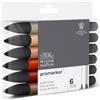 Winsor & Newton ProMarker Colori Terra - Set di 6 Pennarelli Assortiti