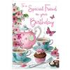 Piccadilly Greetings Regal Publishing - Biglietto di auguri di compleanno per amici, 22,9 x 15,2 cm, bianco, rosa, verde, grigio, pesca