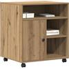 vidaXL Supporto per Stampante Rovere Artigianale 60 x 50 x 67 cm, Organizzatore da scrivania Rustico, Supporto per Stampante Rettangolare, Carrello Mobile con Ruote, Legno ingegnerizzato Compatto