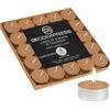 DECO EXPRESS Candele Tealight - 24, 25, 50, 100, 200 Pezzi, Candele Lunga Durata 4/8/10 Ore Vari Colori (Spezie Clementine 25/4 ore)