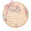 NQEUEPN Cartello Annuncio Nascita, 15cm Legno Hello World Cartello Benvenuto Nascita Nome Targhe per Maschietti e Femminucce Baby Shower Foto Accessori o Decorazione per la Cameretta (Rosa Chiaro)