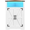 HOOBRO Mobile ad Angolo da Terra con Striscia LED | Armadietto Angolare con 1 Ripiano Regolabile e 1 Vano Aperto, per Bagno e Sala da Pranzo, Bianco e Marrone Noce EWH119DCJ01