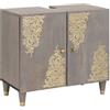 vidaXL Armadio sottolavello con archiviazione Grigio 62 x 33 x 58 cm, Mobile da Bagno Moderno, Organizer in Legno di Mango, Storage Elegante, unità lavabo compatta, Vanity in Ottone