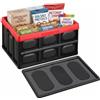 Tuevob Scatola portaoggetti pieghevole con coperchio 30L -Nero