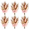 Xecamuvila 6 Pezzi Mini Mazzi di Fiori Secchi - Fiori Secchi Rosa con Pampas & Fiori in Stoffa per Matrimoni, Fai-da-Te e Decorazione Domestica