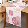 Inhobbok Runner da Tavolo Primavera Estate Rosa Grigio Beige Dalia Fiore Runner da Tavolo Lino 40x140cm Moderno Attraente Fattoria Geometrico Tavolo Centro Decor per Ragazze Soggiorno Pranzo Festa Patio
