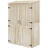 Outsunny Casetta da Giardino in Legno di Abete 120x57x183cm Naturale | 2 Porte, Capanno Porta Attrezzi, con Ripiani, Tetto Spiovente