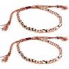 Culinavog 2 Pezzi Bracciale Rame Tibetano Fatto a Mano | Braccialetti della Fortuna Intrecciati Regolabili con Perline Colorate, Braccialetto Buddista per Uomo e Donna, 16-26 cm