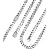 Bandmax Collana Uomo a Catena Cubana in Acciaio Inossidabile con Chiusura in Zirconia, Collana Uomo Placcato in Argento/Oro/Nero con Catena Larghezza 6/9/12 mm, Gioielli Stile Hip-Hop Punk Unisex