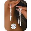 FIOROYAL Orecchini Donna Argento 925 Orecchini Pendenti Anallergici Oro Placcato 14K CZ Perno Orecchino con Catena Pendente Dichiarazione Orecchino Minimalista per Orecchie Sensibili